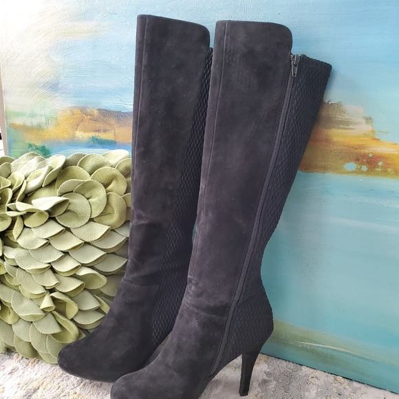 Me Too Platform Suede & Stretch Tall Boots - Picture 3 of 15